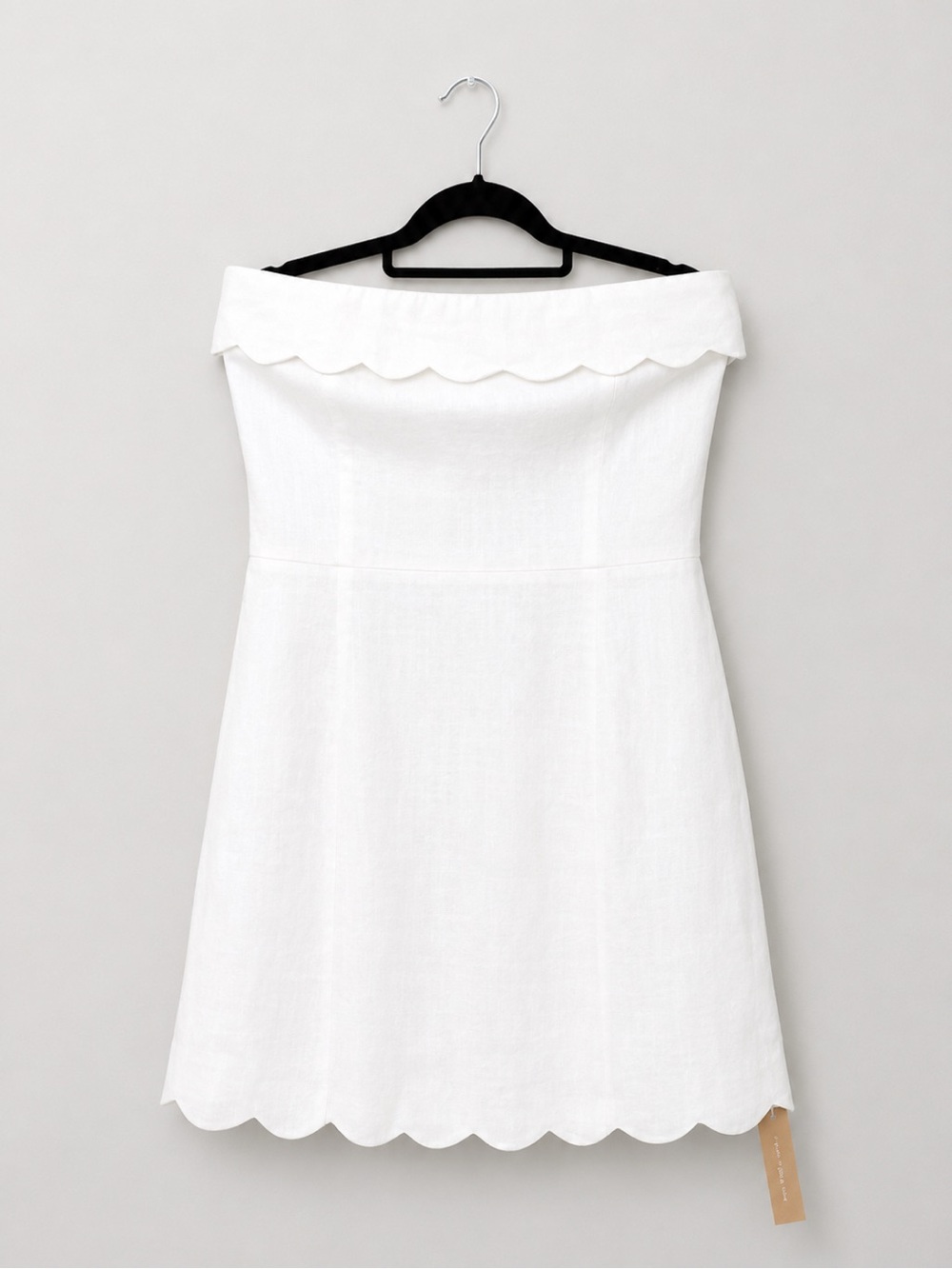 Reformation White Off-Shoulder Scallop Mini Dress